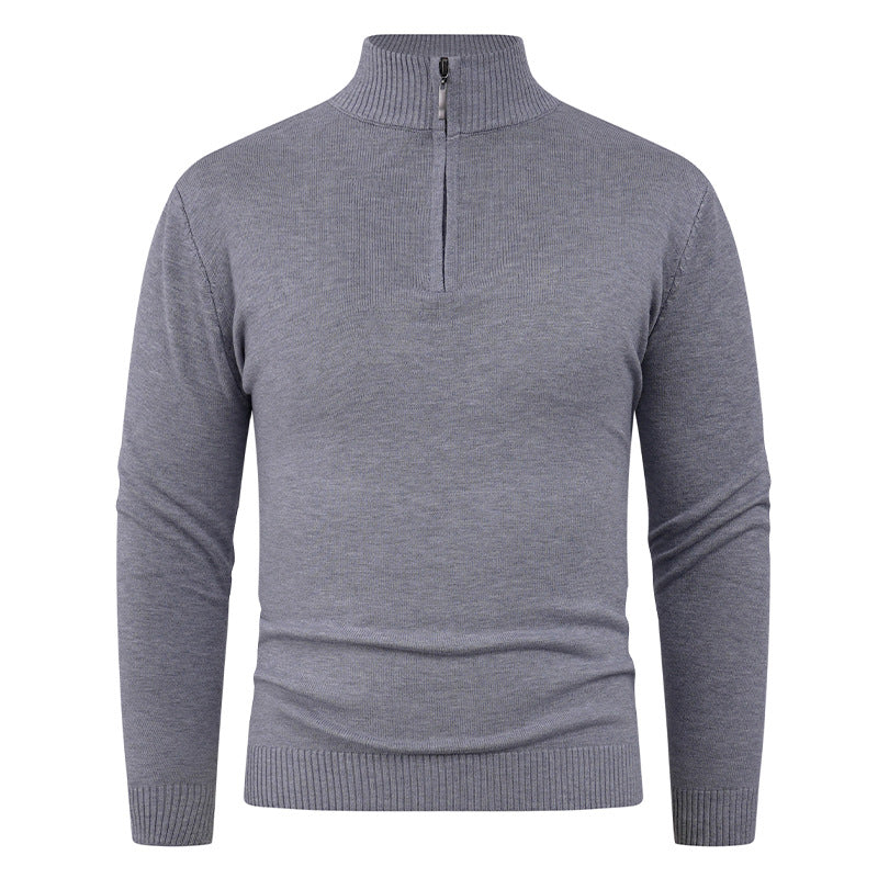 Men's knit sweater with high collar and practical zipper Lisslune