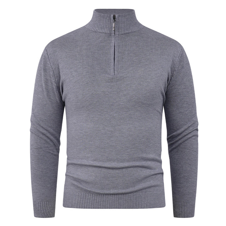 Men's knit sweater with high collar and practical zipper Lisslune