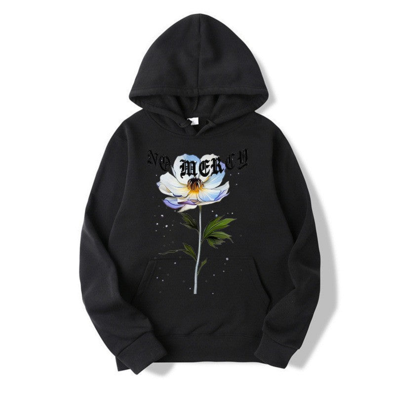 Women's hoodie with floral print and prominent lettering Lisslune