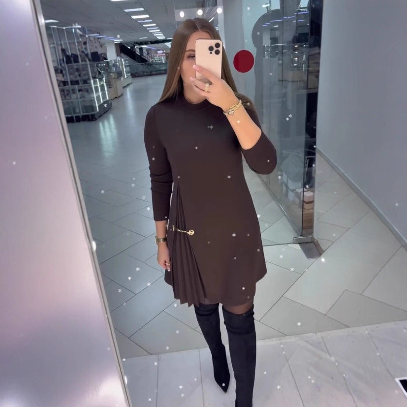 Women's elegant dress with draping and waist belt Lisslune