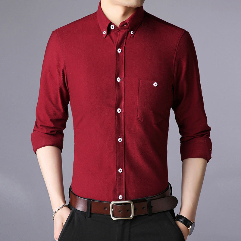 Men's long sleeve shirt with classic button-down collar Lisslune