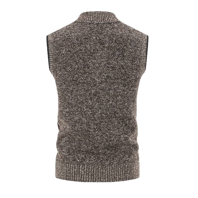 Men's knitted vest with modern cable pattern and practical zipper Lisslune
