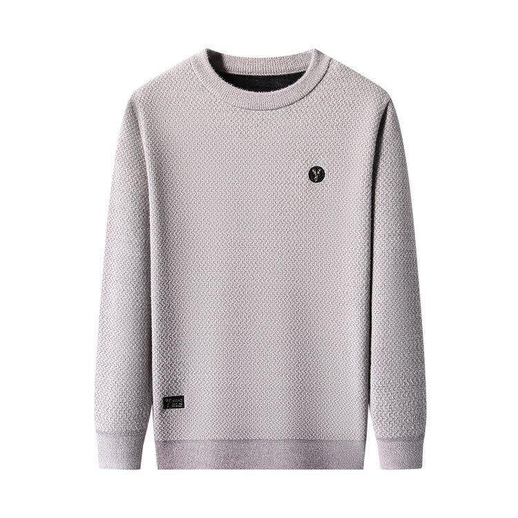 Men's Structured Sweater with Round Neckline and High-Quality Knit Texture Lisslune