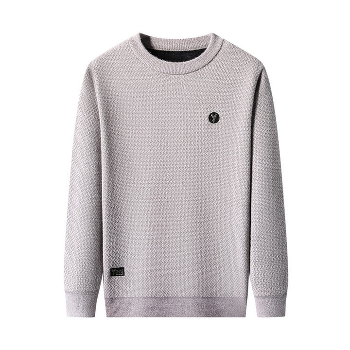 Men's Structured Sweater with Round Neckline and High-Quality Knit Texture Lisslune