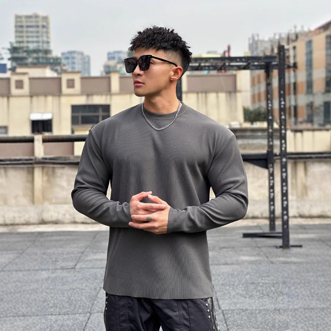 Men's long sleeve shirt made of high-quality ribbed material with a casual fit Lisslune