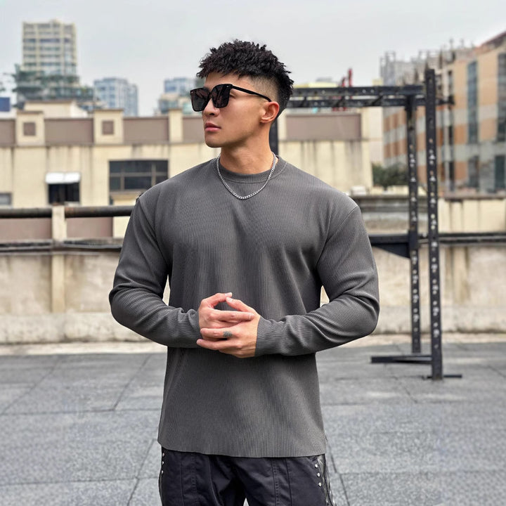 Men's long sleeve shirt made of high-quality ribbed material with a casual fit Lisslune