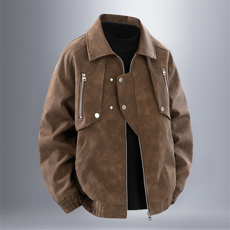 Men's Stylish Faux Leather Jacket with Practical Zip Pockets Lisslune