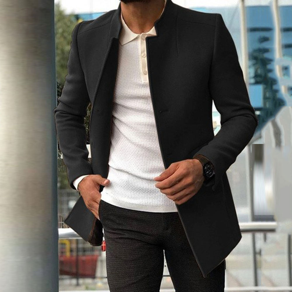 Men's modern blazer with straight cut and elegant stand-up collar Lisslune