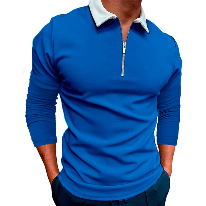 Men's sporty sweater with 1/4 zipper and contrasting collar Lisslune