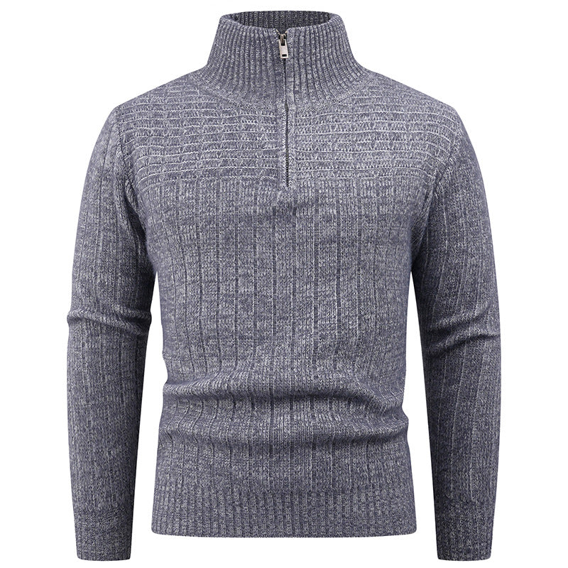 Men's knitted sweater with modern zipper and ribbed structure Lisslune