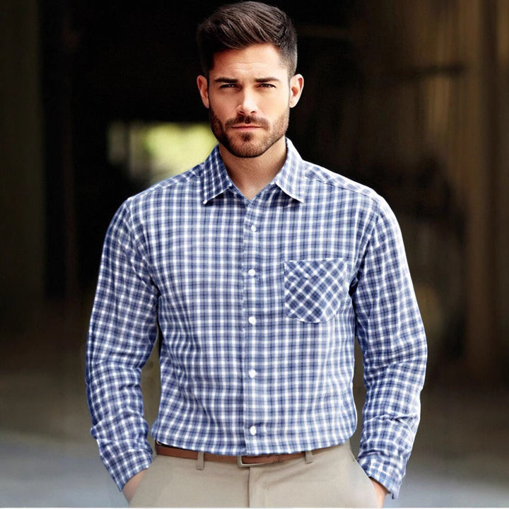 Men's fashionable checkered long-sleeve shirt Lisslune