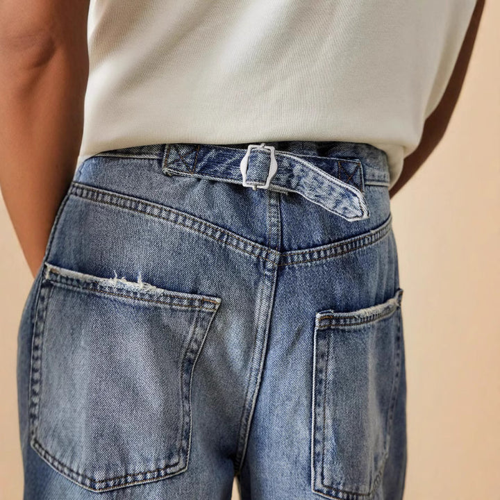 Damen weit geschnittene Jeans im lässigen Stil mit modischen Details Lisslune