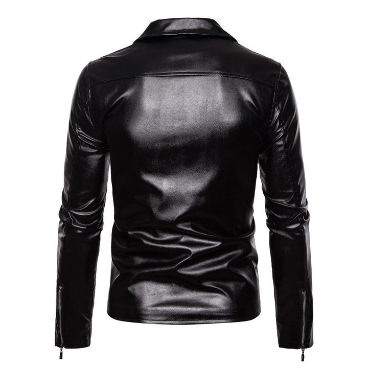 Men's modern biker jacket with asymmetric zipper and leather look Lisslune