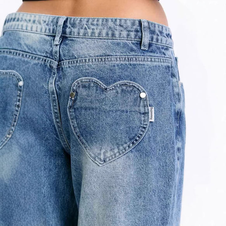 Women's wide-cut jeans with a high waist and casual style Lisslune