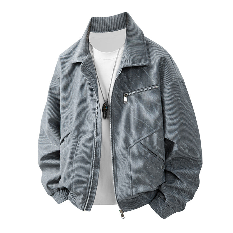 Men's fashionable cord jacket with modern accents Lisslune