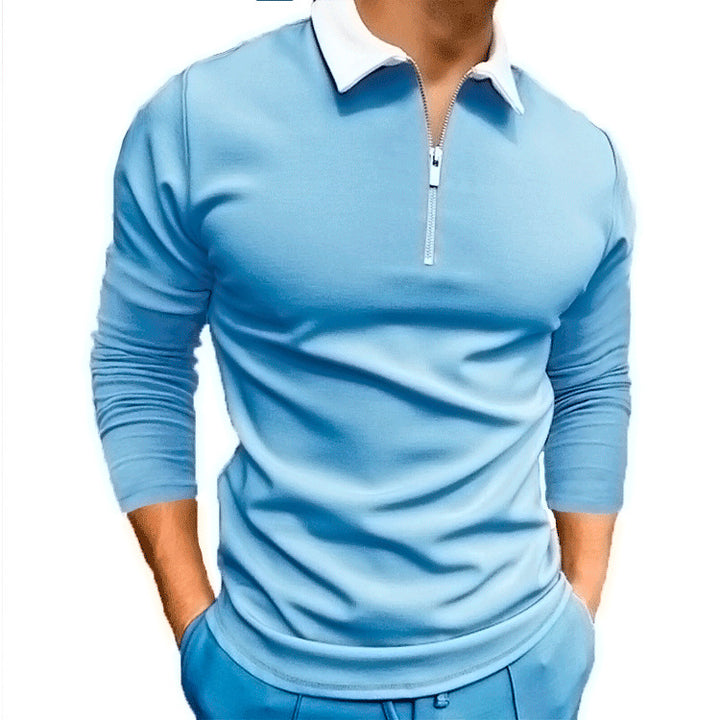Men's sporty sweater with 1/4 zipper and contrasting collar Lisslune