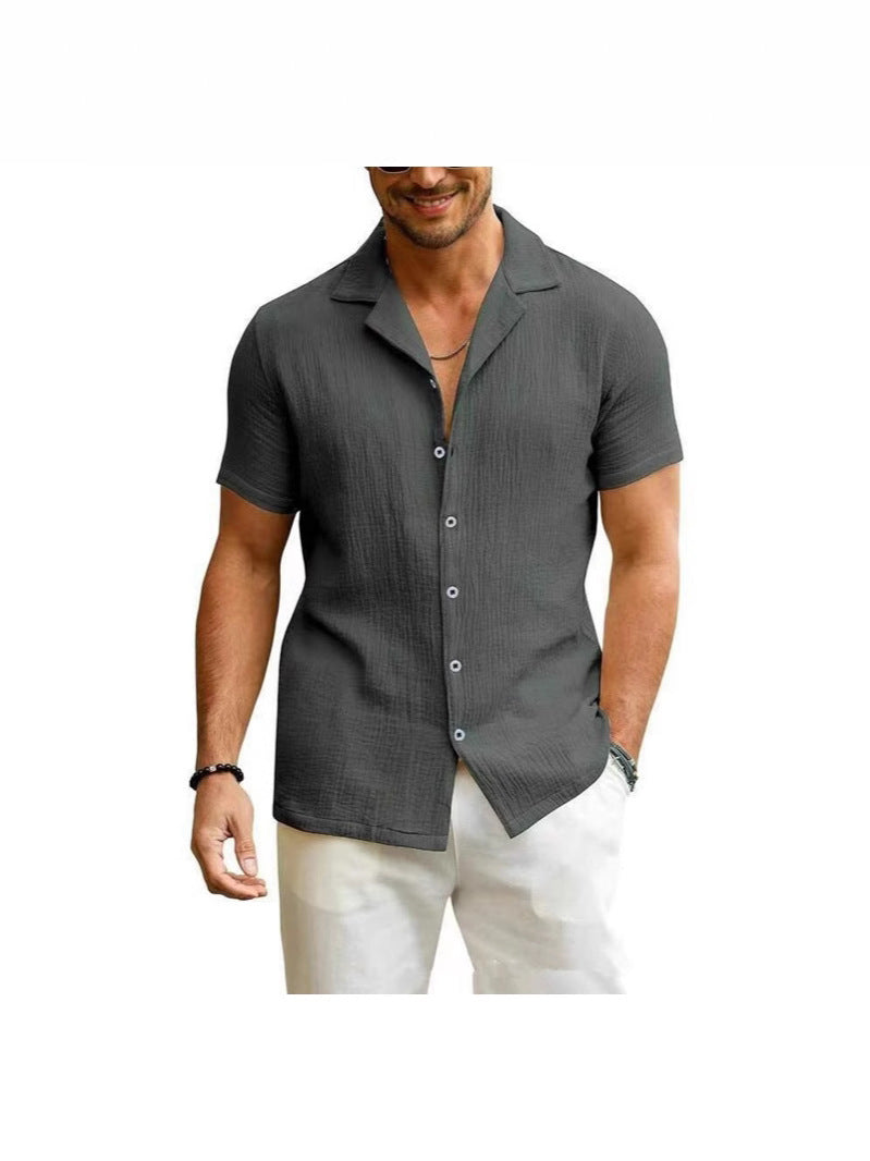 Men's short-sleeve shirt with textured fabric and casual fit Lisslune