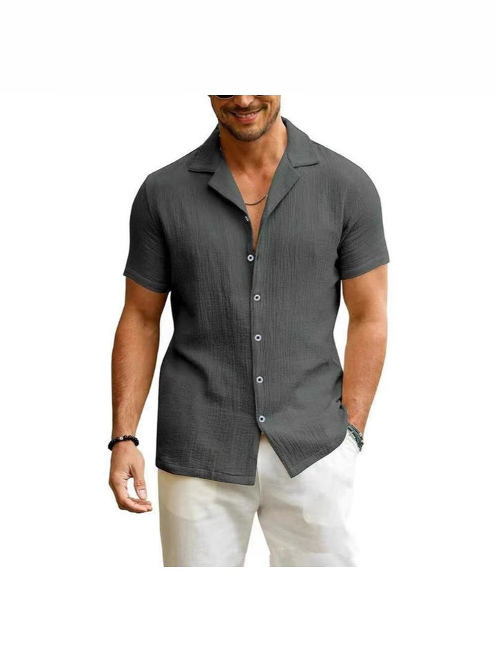 Men's short-sleeve shirt with textured fabric and casual fit Lisslune