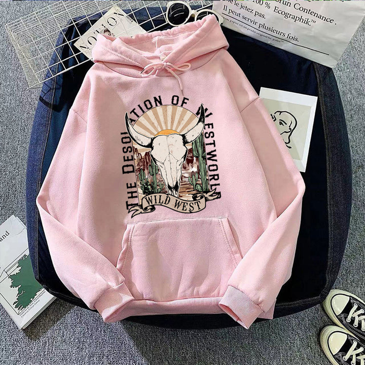 Ladies hoodie with nostalgic Wild West design Lisslune
