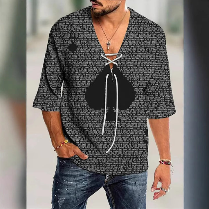 Men's graphic shirt with modern lacing design Lisslune