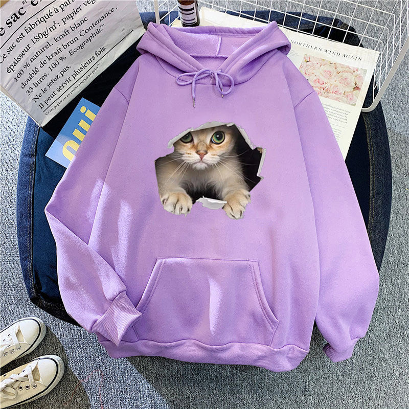 Women's hoodie with unique cat design Lisslune