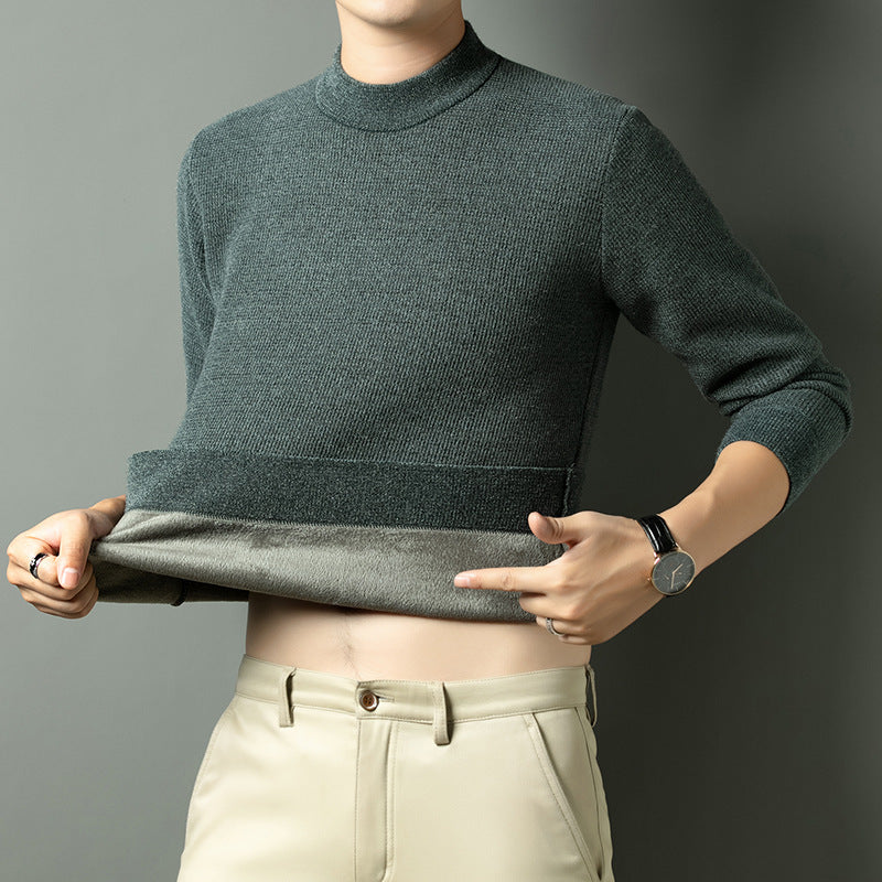 Men's Fine Knit Sweater with High Collar Lisslune