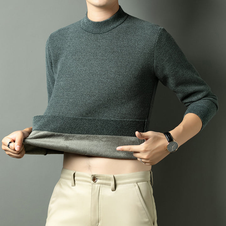 Men's Fine Knit Sweater with High Collar Lisslune