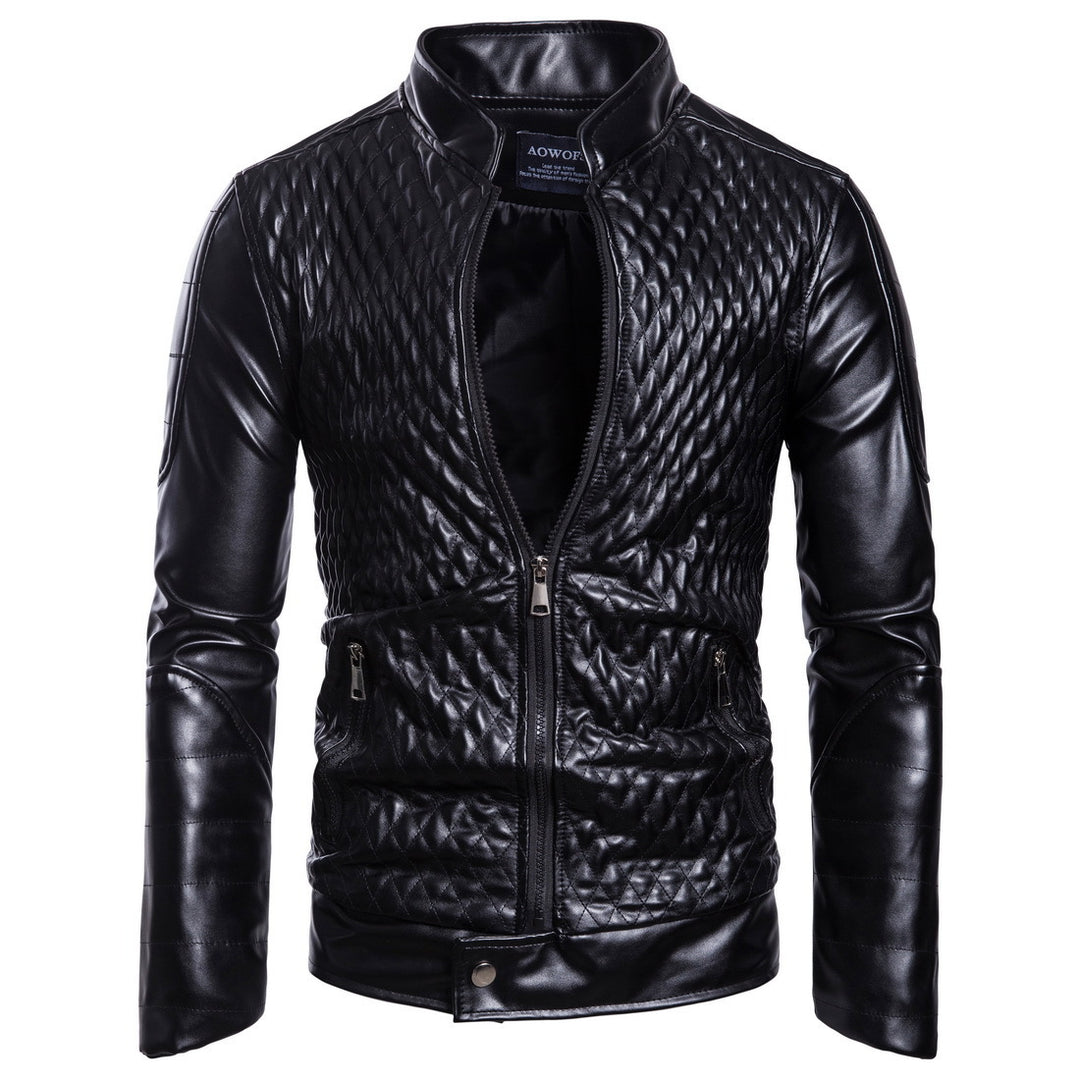 Men's high-quality synthetic leather motorcycle jacket with quilted look Lisslune