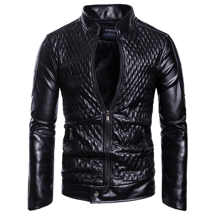 Men's high-quality synthetic leather motorcycle jacket with quilted look Lisslune