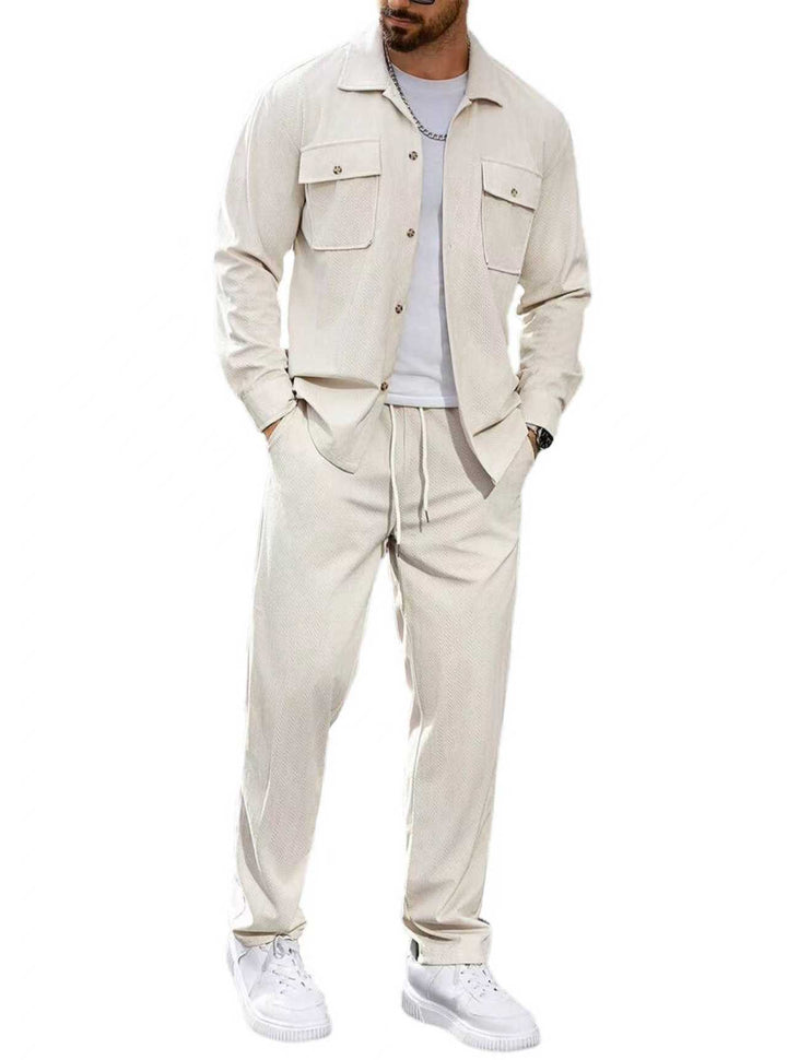 Men's fashionable leisure suit with practical pockets and elastic waistband Lisslune