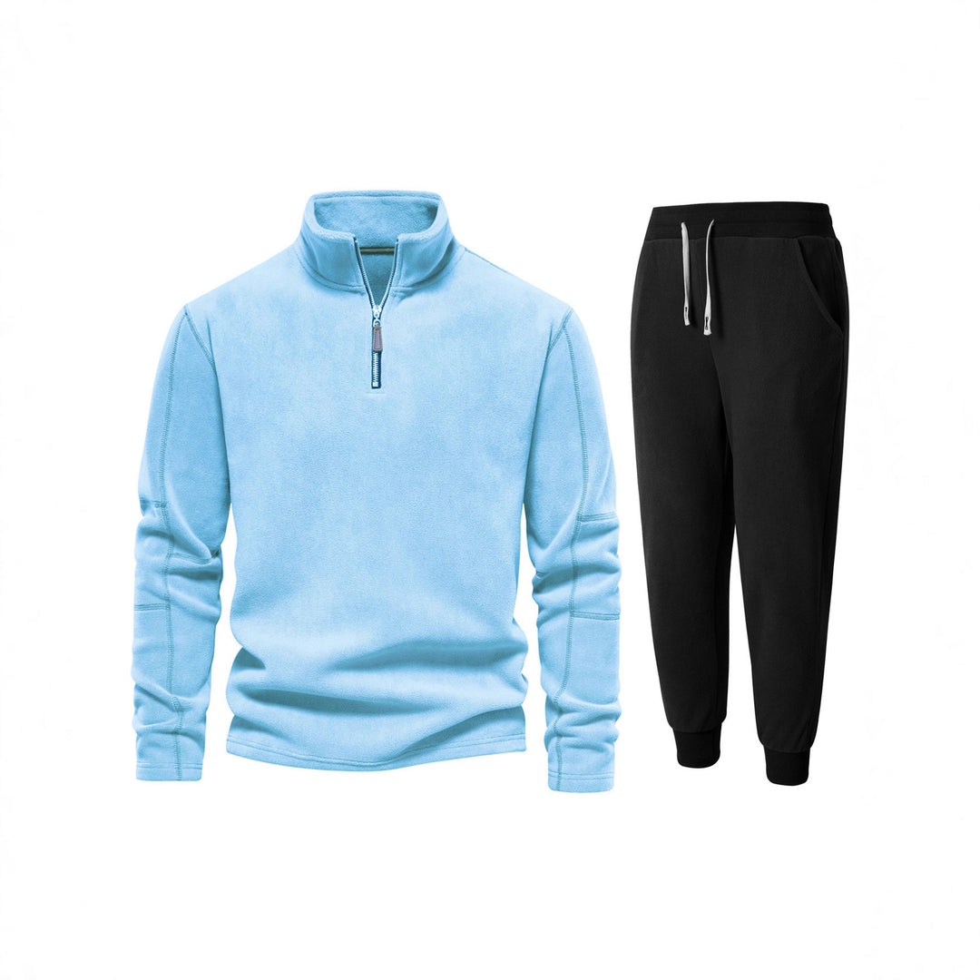 Men's fleece top with short zipper and comfortable joggers Lisslune