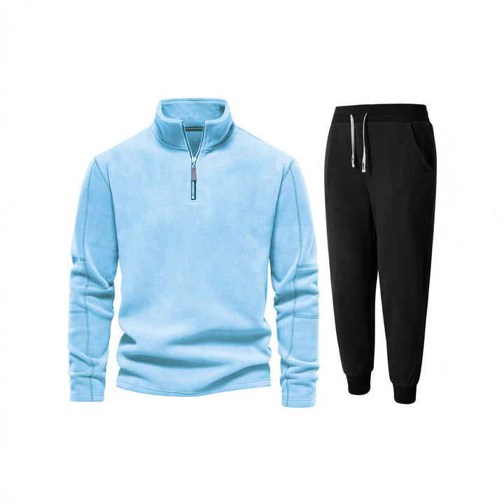 Men's fleece top with short zipper and comfortable joggers Lisslune
