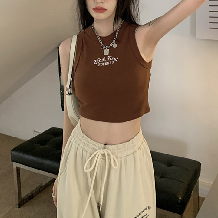 Women’s Crop Top with High Collar and Subtle Logo Lisslune