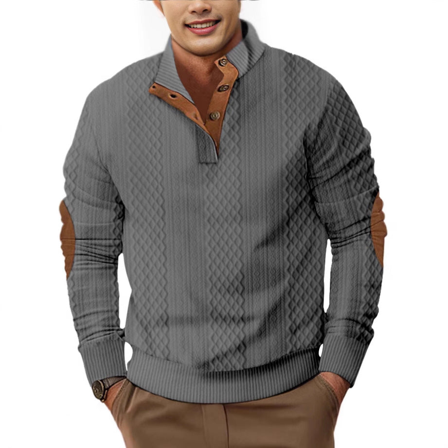Men's Stylish Sweater with Textured Design and Chester Collar Lisslune