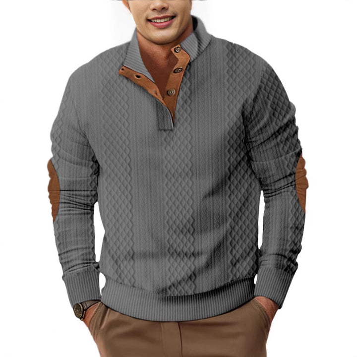Men's Stylish Sweater with Textured Design and Chester Collar Lisslune