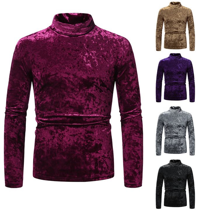 Men's Velvet Turtleneck Sweater with Elegant Design Lisslune