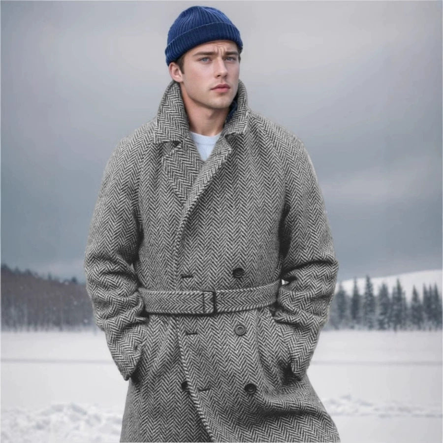 Men's elegant wool coat with houndstooth pattern Lisslune