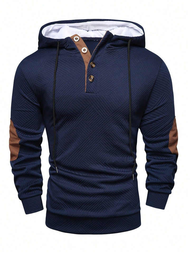 Men's Modern Hoodie with Textured Design and Practical Button Details Lisslune