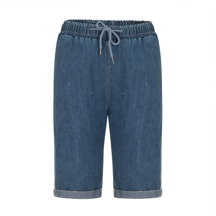 Women's denim shorts with elastic waistband and casual fit Lisslune