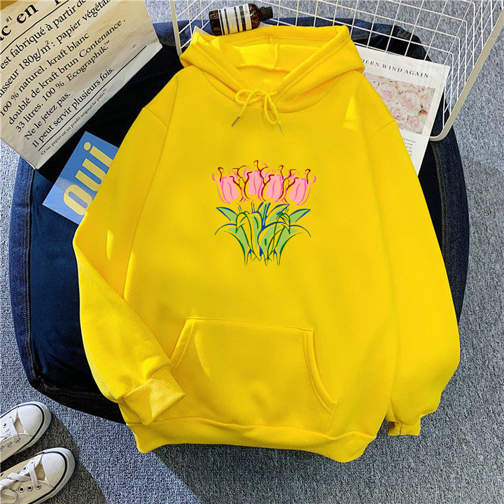 Women's hoodie with floral tulip motif Lisslune