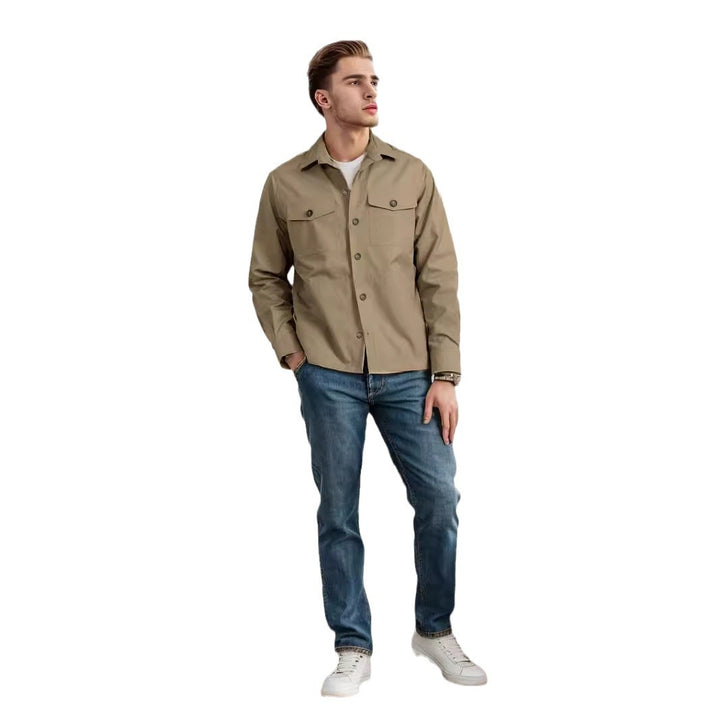Men's Casual Utility Jacket with Practical Flap Pockets and Modern Cut Lisslune