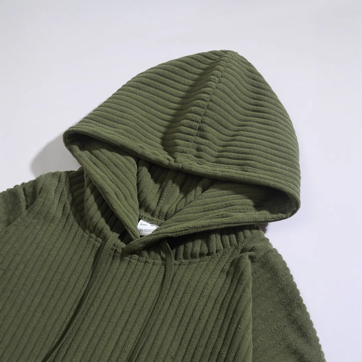 Men's casual hoodie with ribbed texture and kangaroo pocket Lisslune