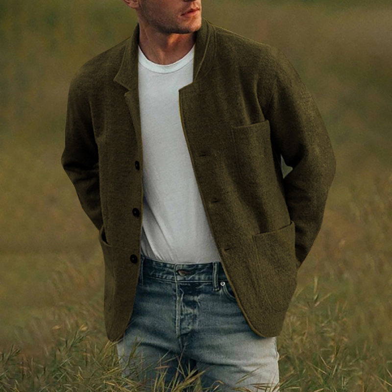 Men's Casual Linen Blazer with Patch Pockets Lisslune