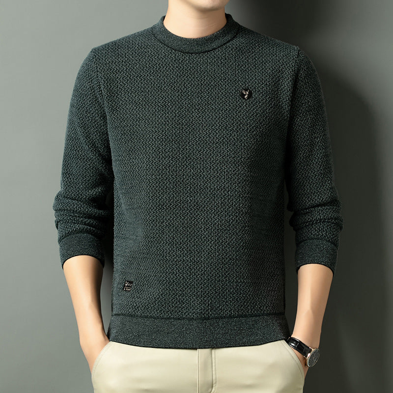 Men's Structured Sweater with Round Neckline and High-Quality Knit Texture Lisslune