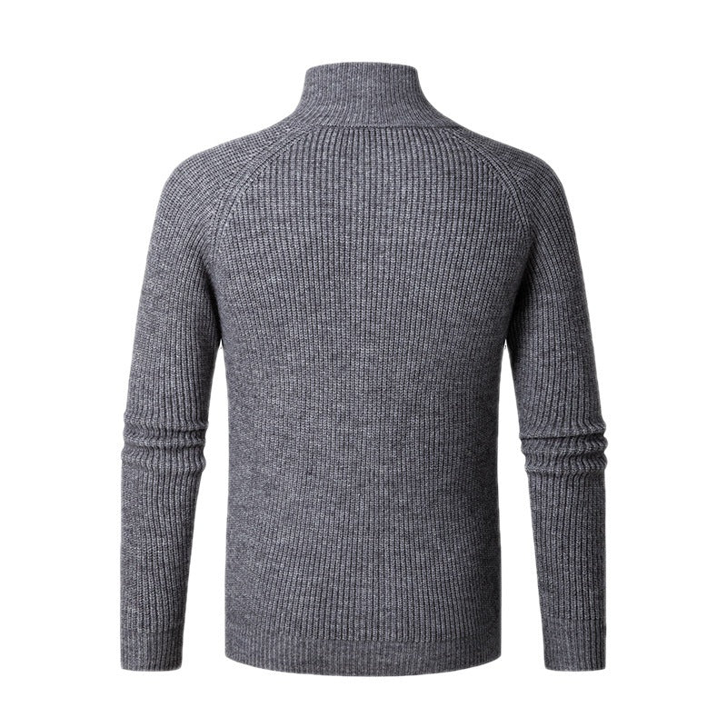 Men's cardigan with high collar and fine rib structure Lisslune