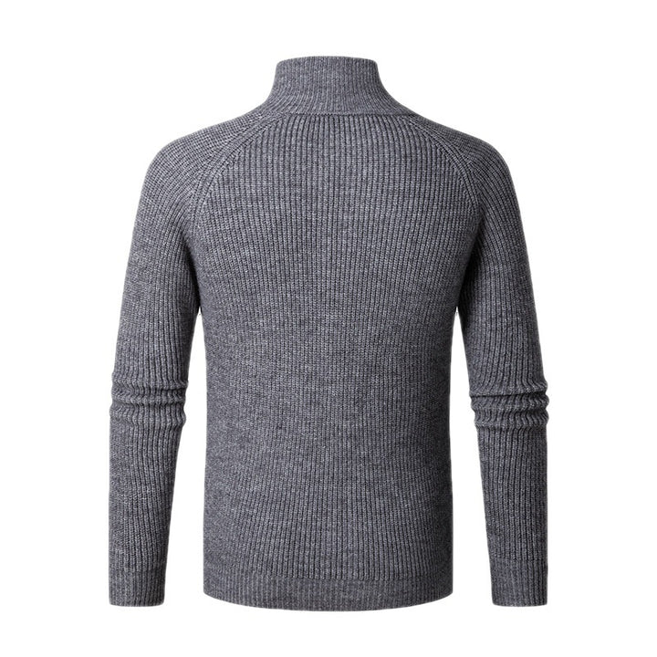 Men's cardigan with high collar and fine rib structure Lisslune