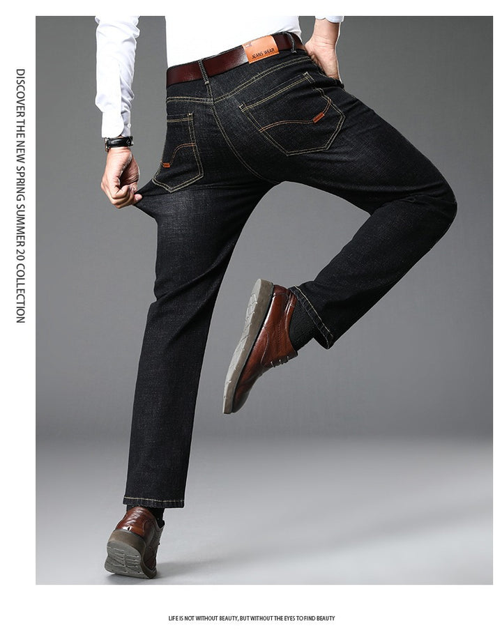 Men's classic jeans in a casual business style with an especially comfortable fit Lisslune