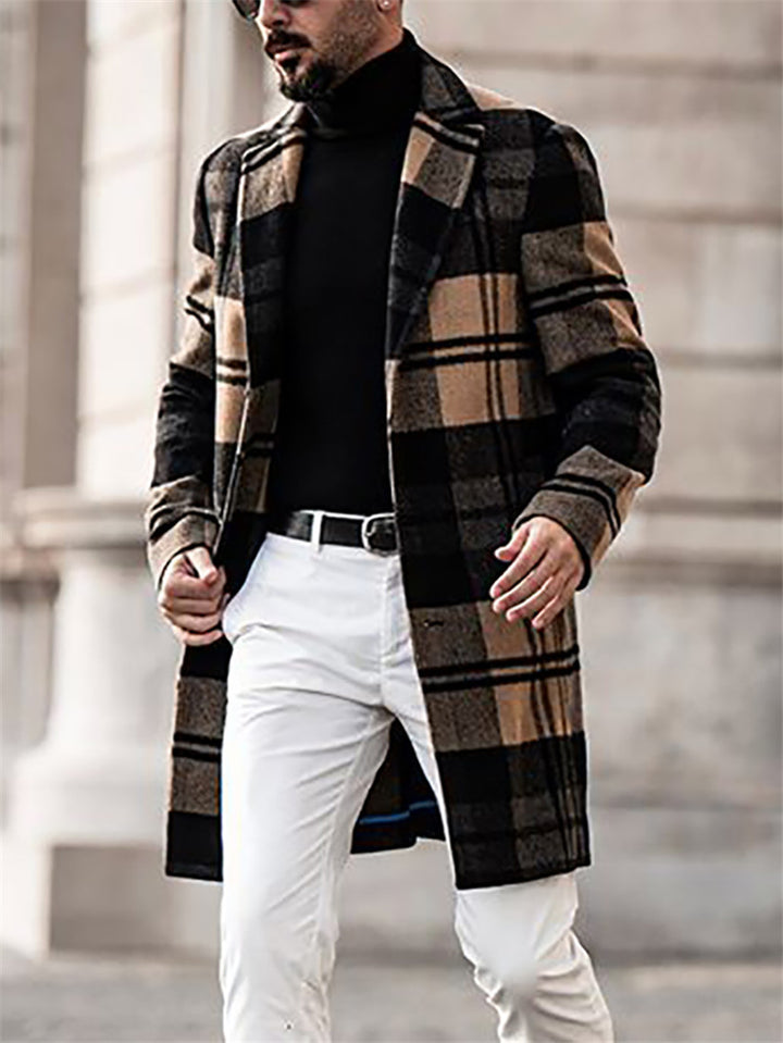 Men's Checked Winter Coat with Warm Lining Lisslune