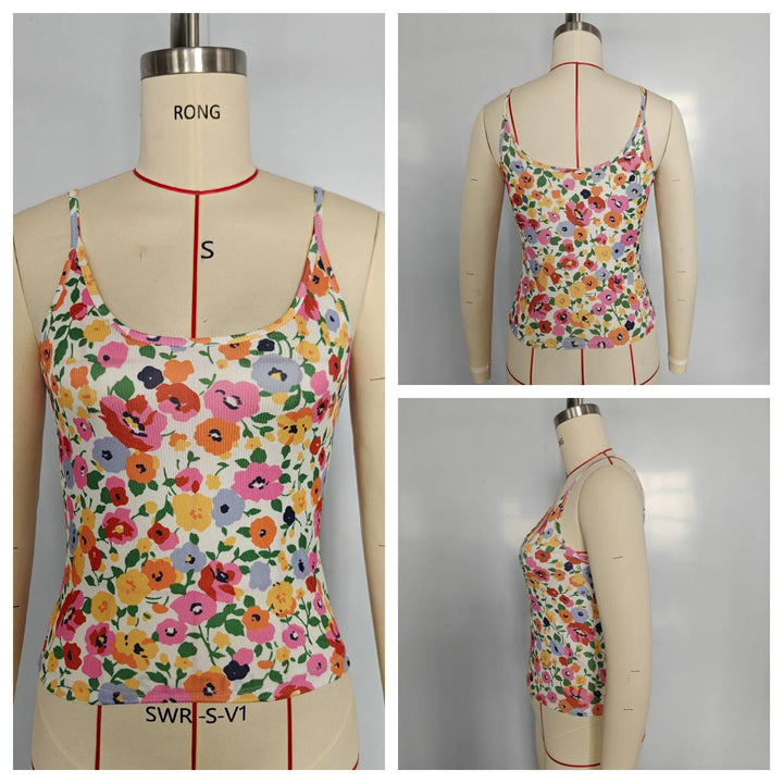 Women's Casual Spaghetti Strap Top with Animal Pattern Lisslune