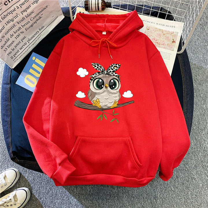 Women's hooded sweatshirt with cute owl motif Lisslune